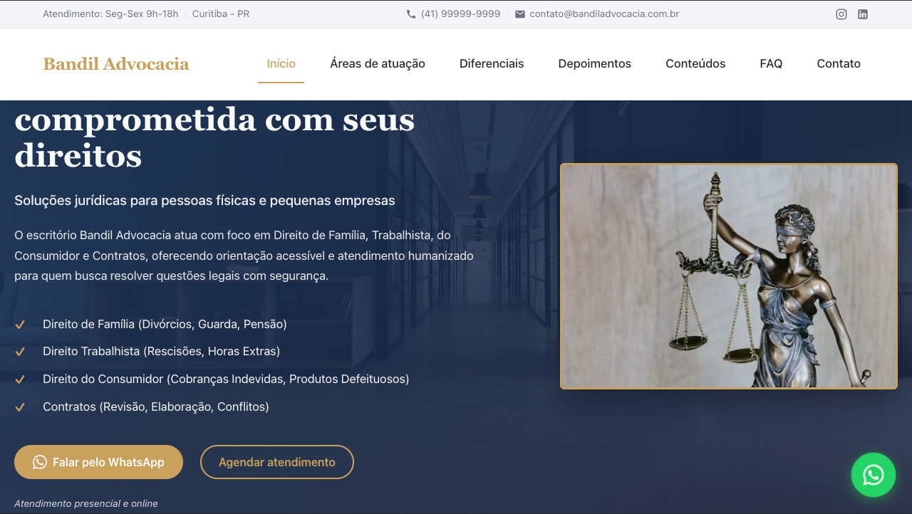 Site Bandil Advocacia - Escritório de Advocacia