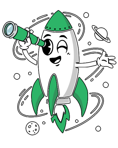 Ilustração de foguete com telescópio - Solução completa para criação de sites